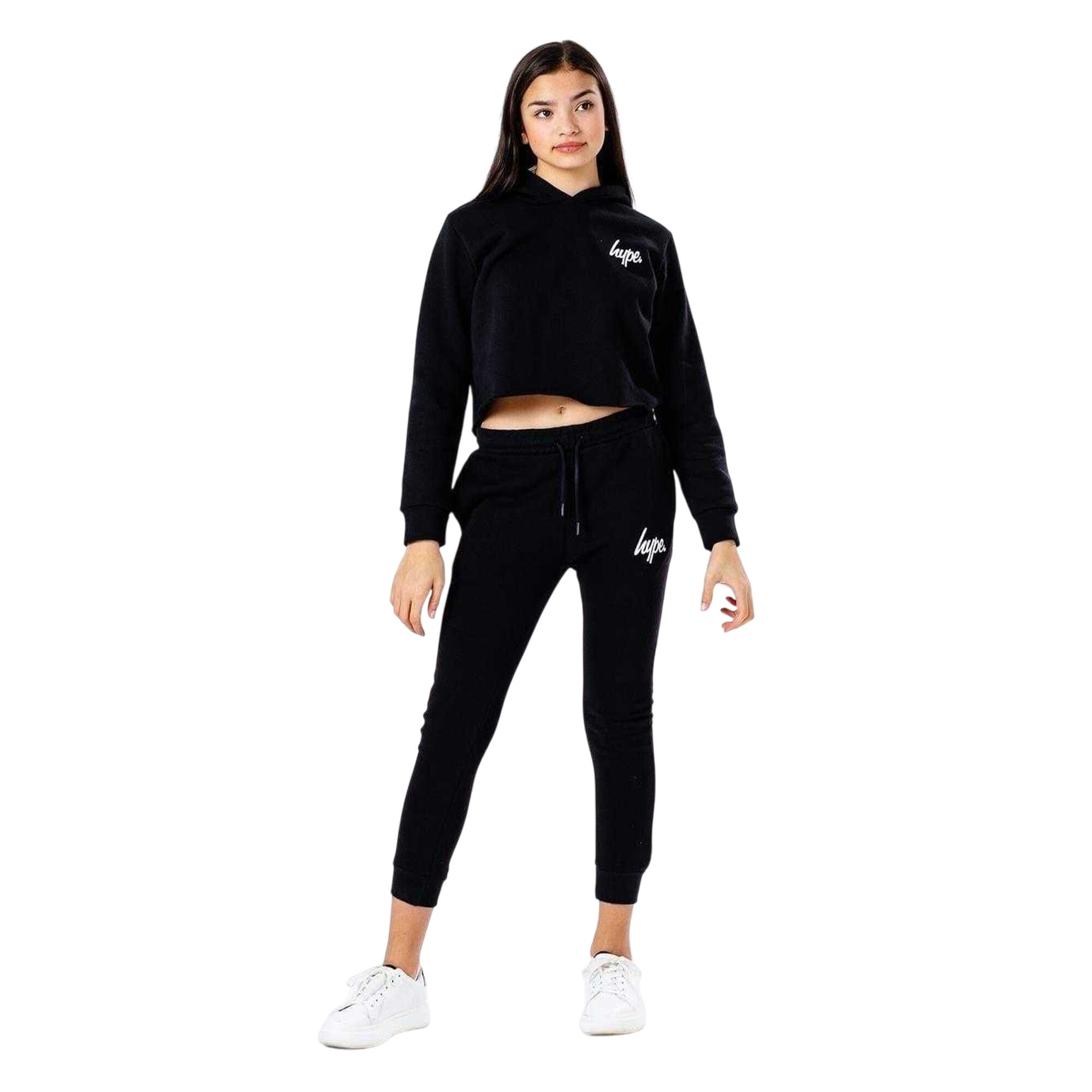 Hype Womens/Ladies Script Cropped Hoodie And Joggers Set