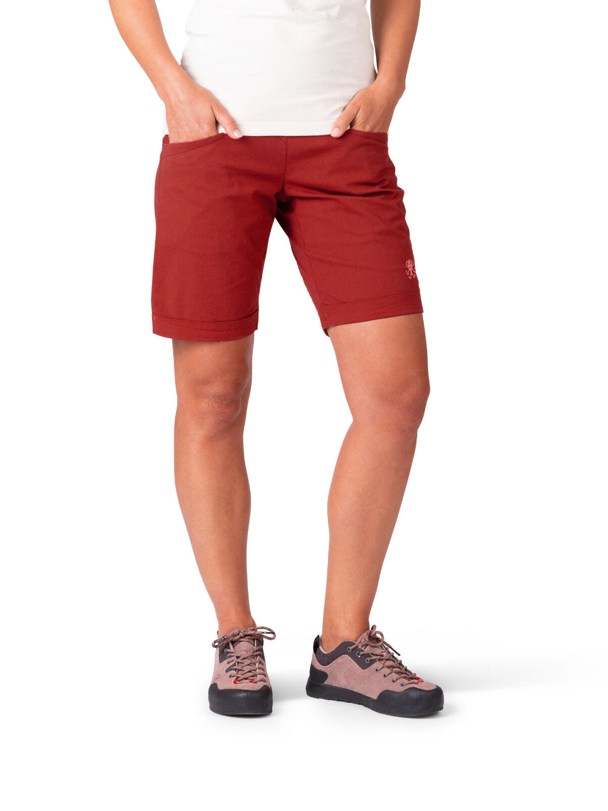 Calções desportivos de algodão leve para mulher RAFIKI vermelho 3/7