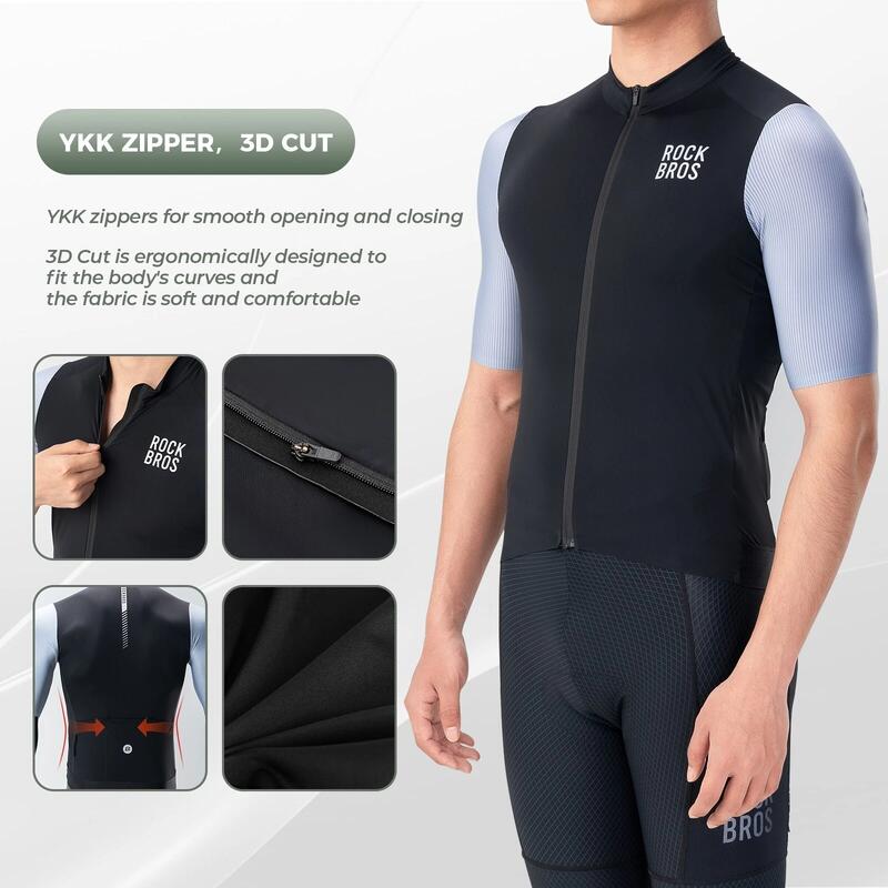ROCKBROS, tricou ciclism bărbați, M/L, albastru-gri