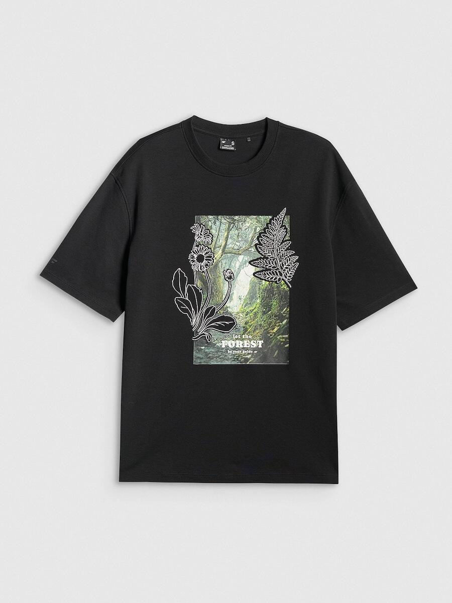 T-shirt loose z nadrukiem damski 4F 4FRSS26TTSHF3706 5/6