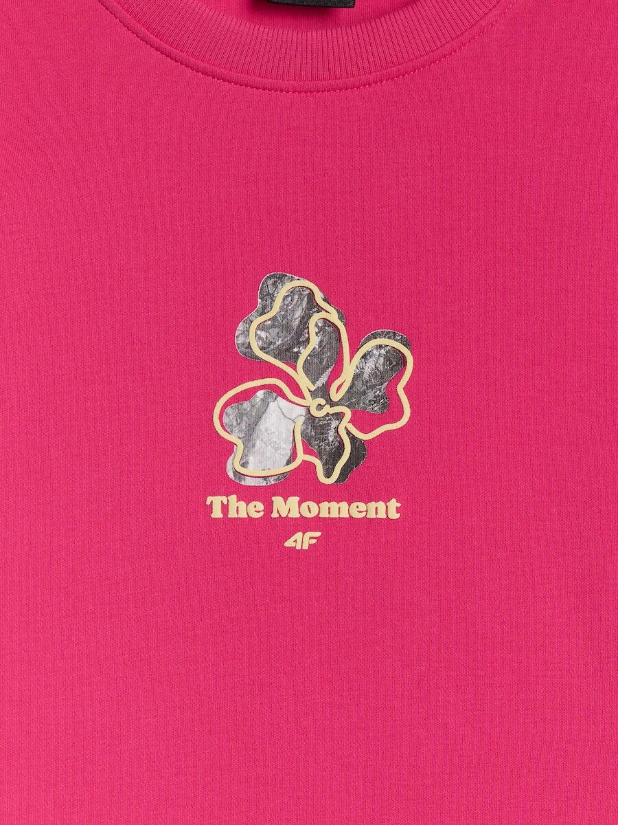 T-shirt loose z nadrukiem damski 4F 4FRSS26TTSHF3706 5/6