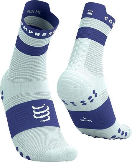 Compressport Pro Racing V4.0 Run High sokken Wit/Blauw