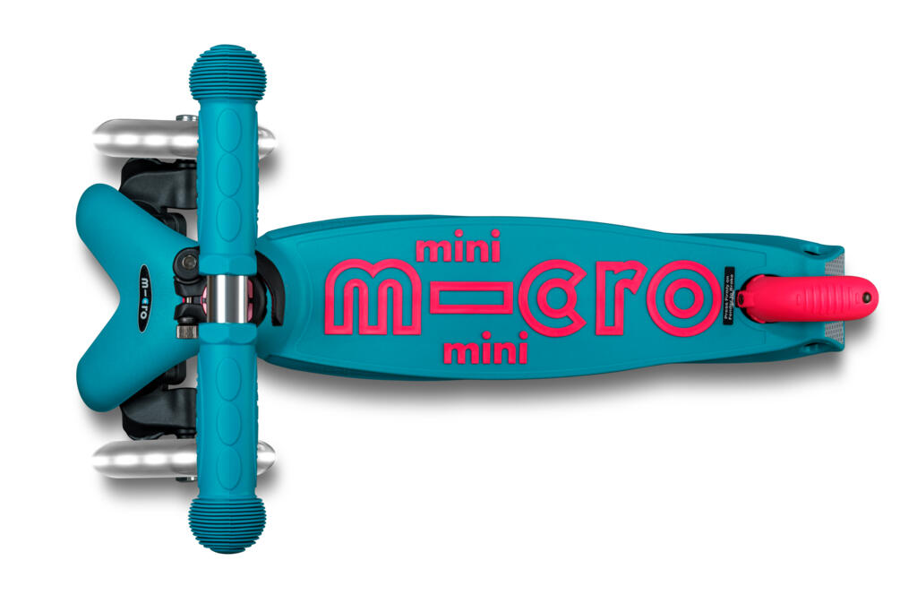 Patinete 3 Ruedas Micro Mini Deluxe Plegable NEON LED Aqua-Fucsia 3/7