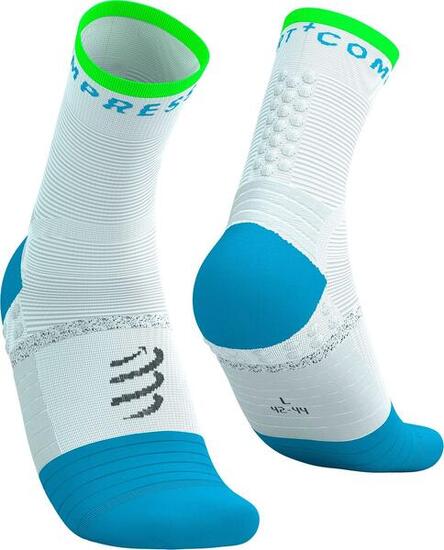 Chaussettes Compressport Pro Marathon V2.0 Blanc/Vert/Bleu