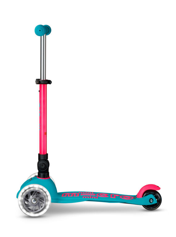 Patinete 3 Ruedas Micro Mini Deluxe Plegable NEON LED Aqua-Fucsia 2/7