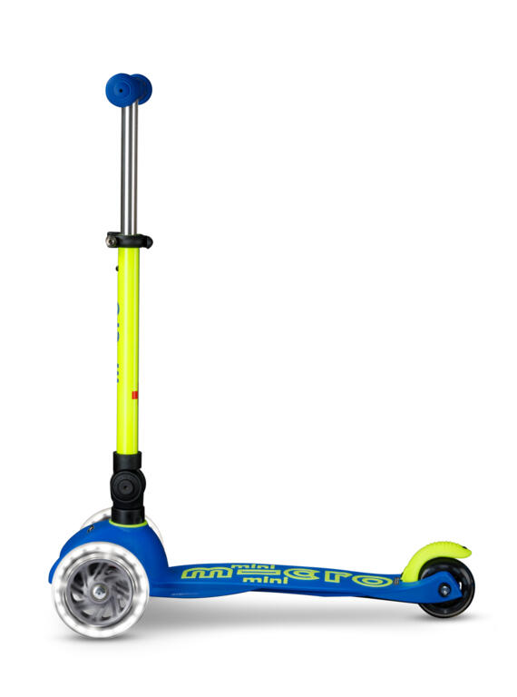 Patinete 3 Ruedas Micro Mini Deluxe Plegable NEON LED Azul-Amarillo 2/7