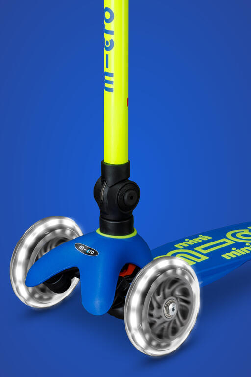 Patinete 3 Ruedas Micro Mini Deluxe Plegable NEON LED Azul-Amarillo 4/7