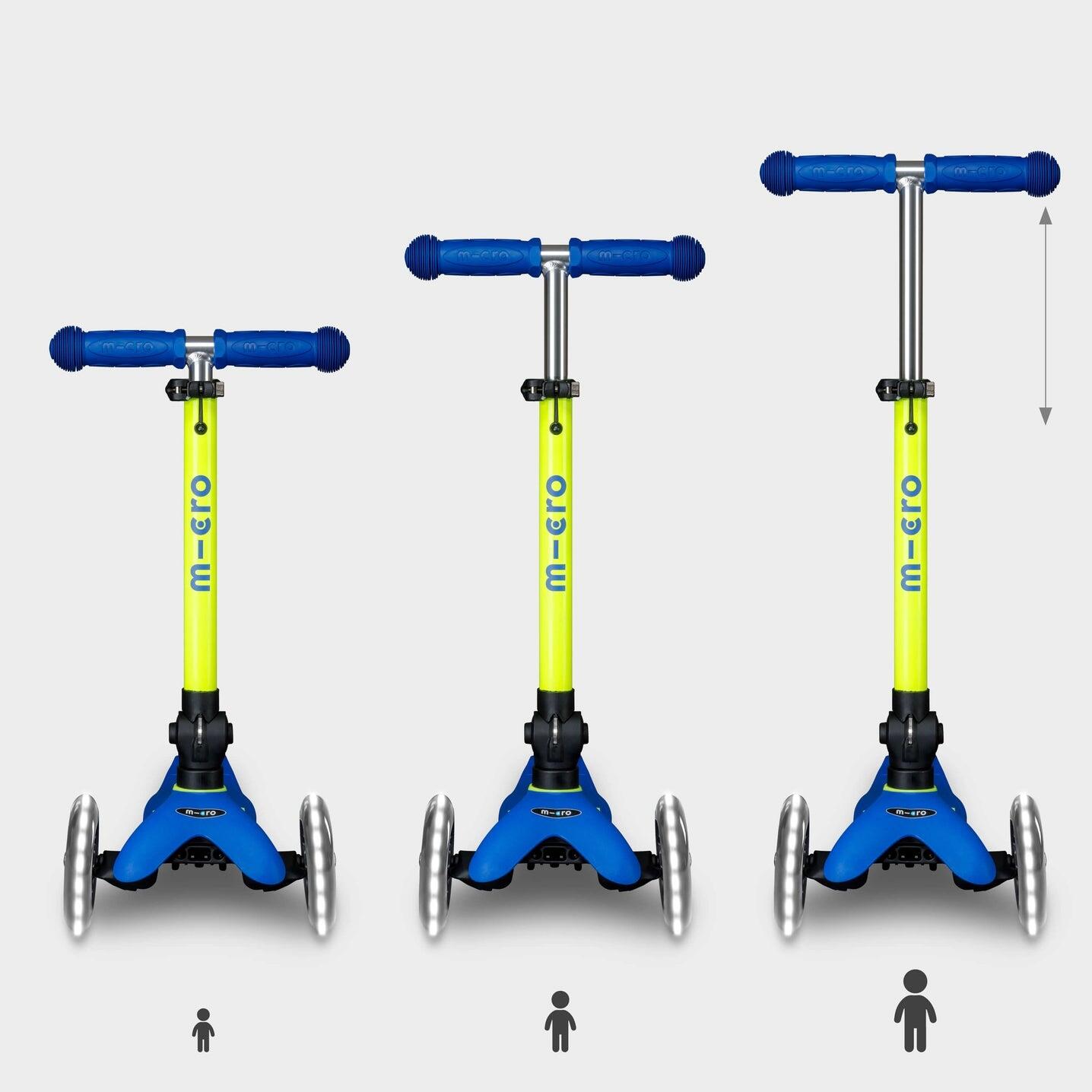 Patinete 3 Ruedas Micro Mini Deluxe Plegable NEON LED Azul-Amarillo 6/7
