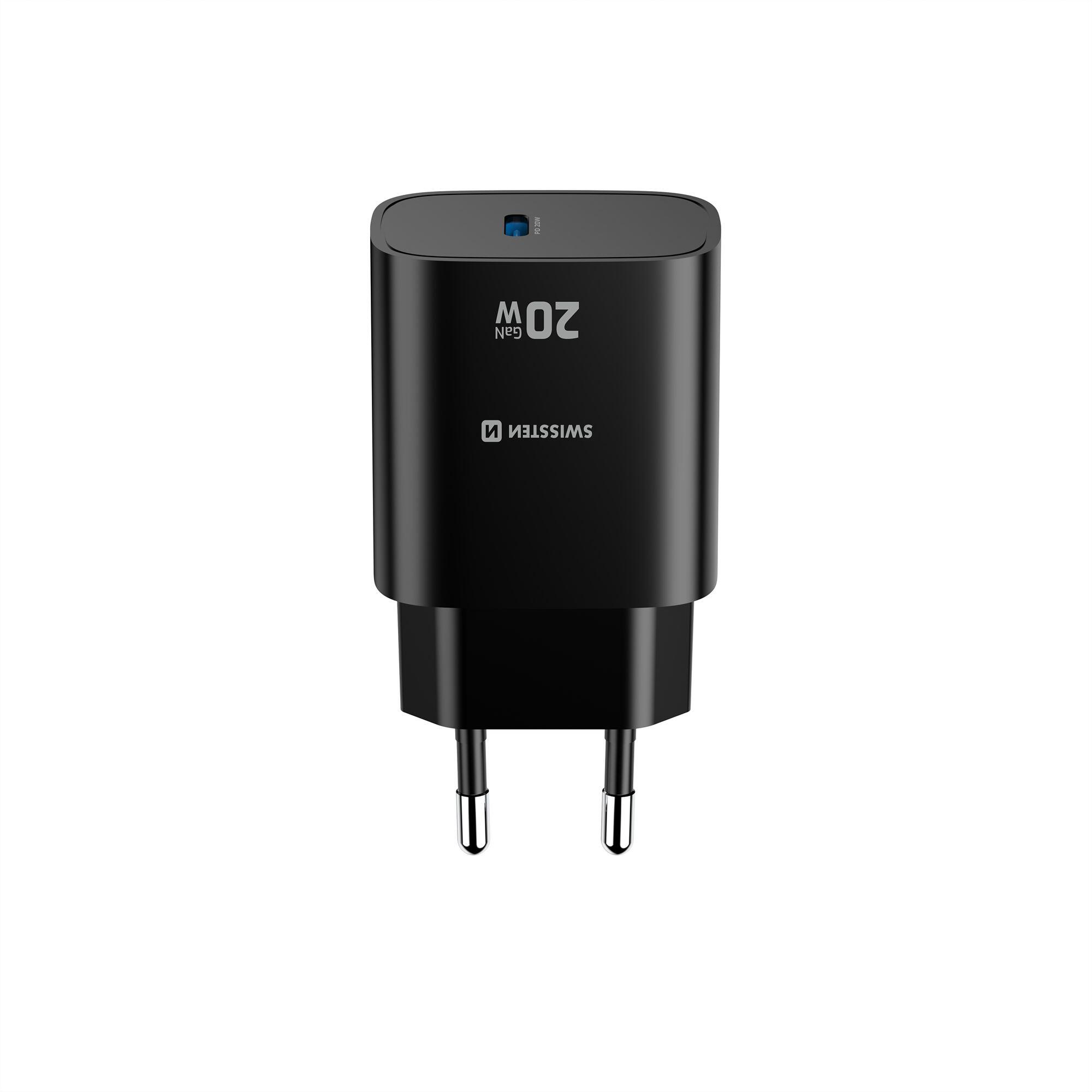 Carregador parede SWISSTEN GaN Edge Charger 20W 1x USB-C preto 3/7