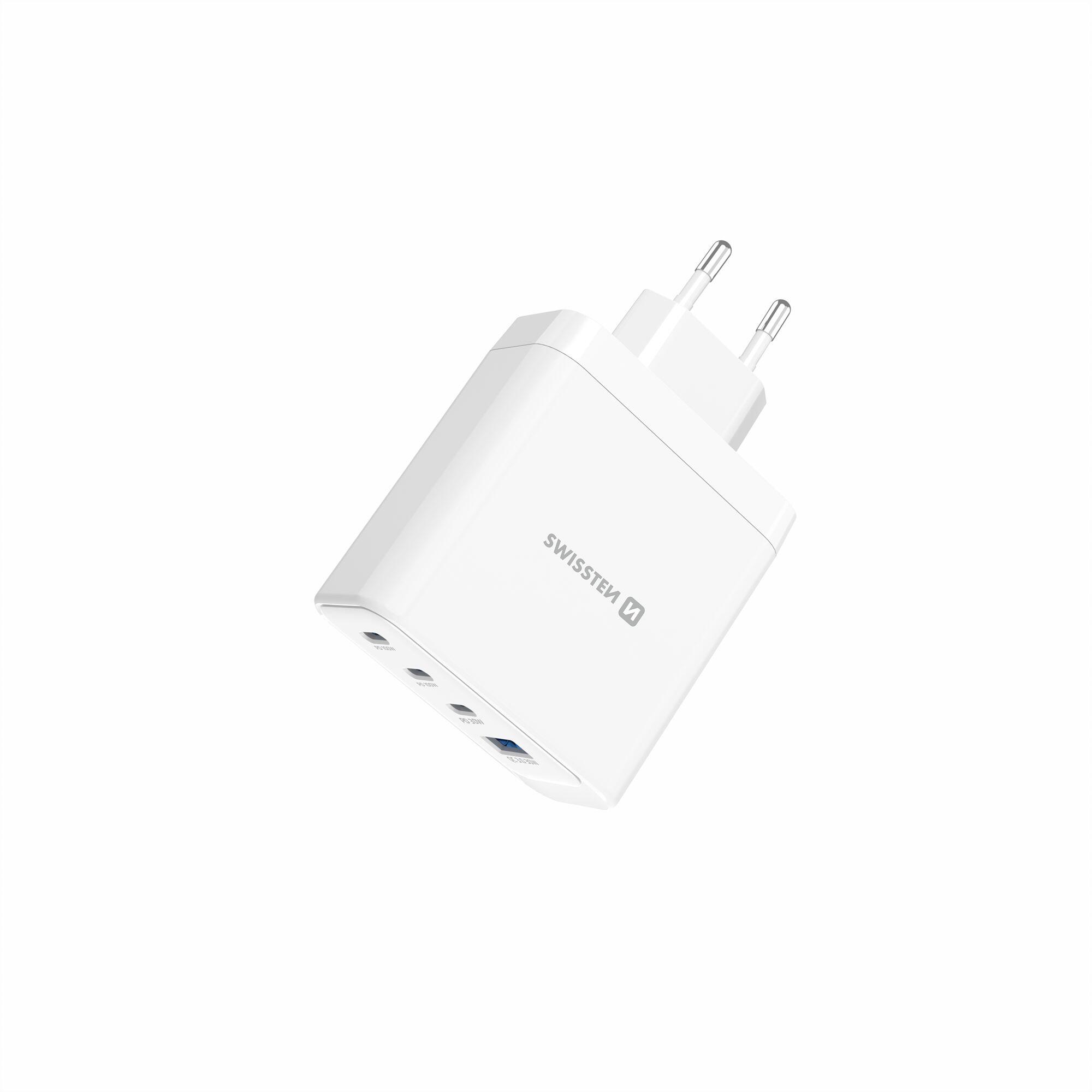 SWISSTEN Travel Charger GaN 100W, 3x USB-C, 1x USB-A, branco 2/7