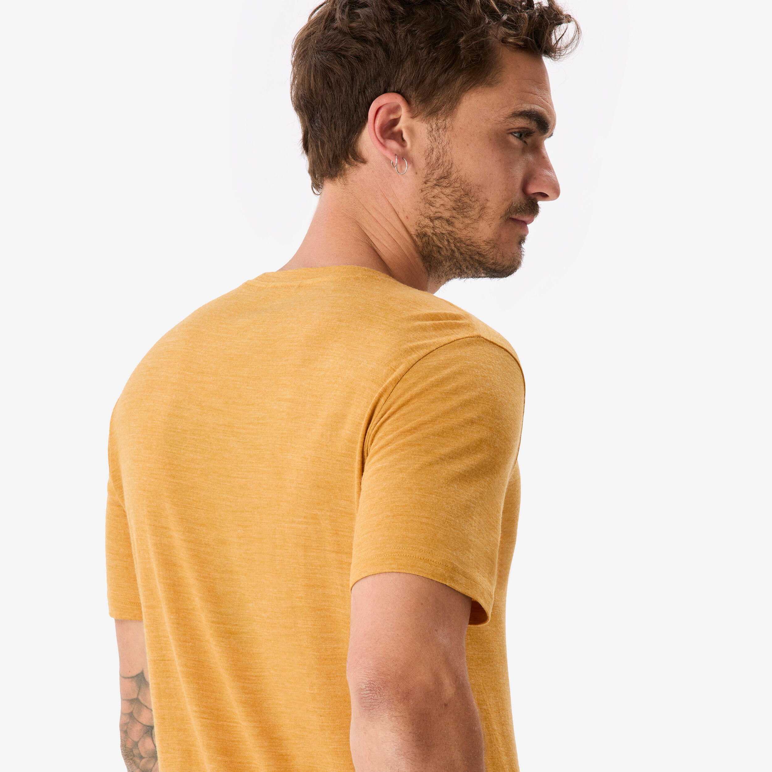T-shirt manches courtes de trek en laine mérinos homme, Merino Fresh jaune 4/7
