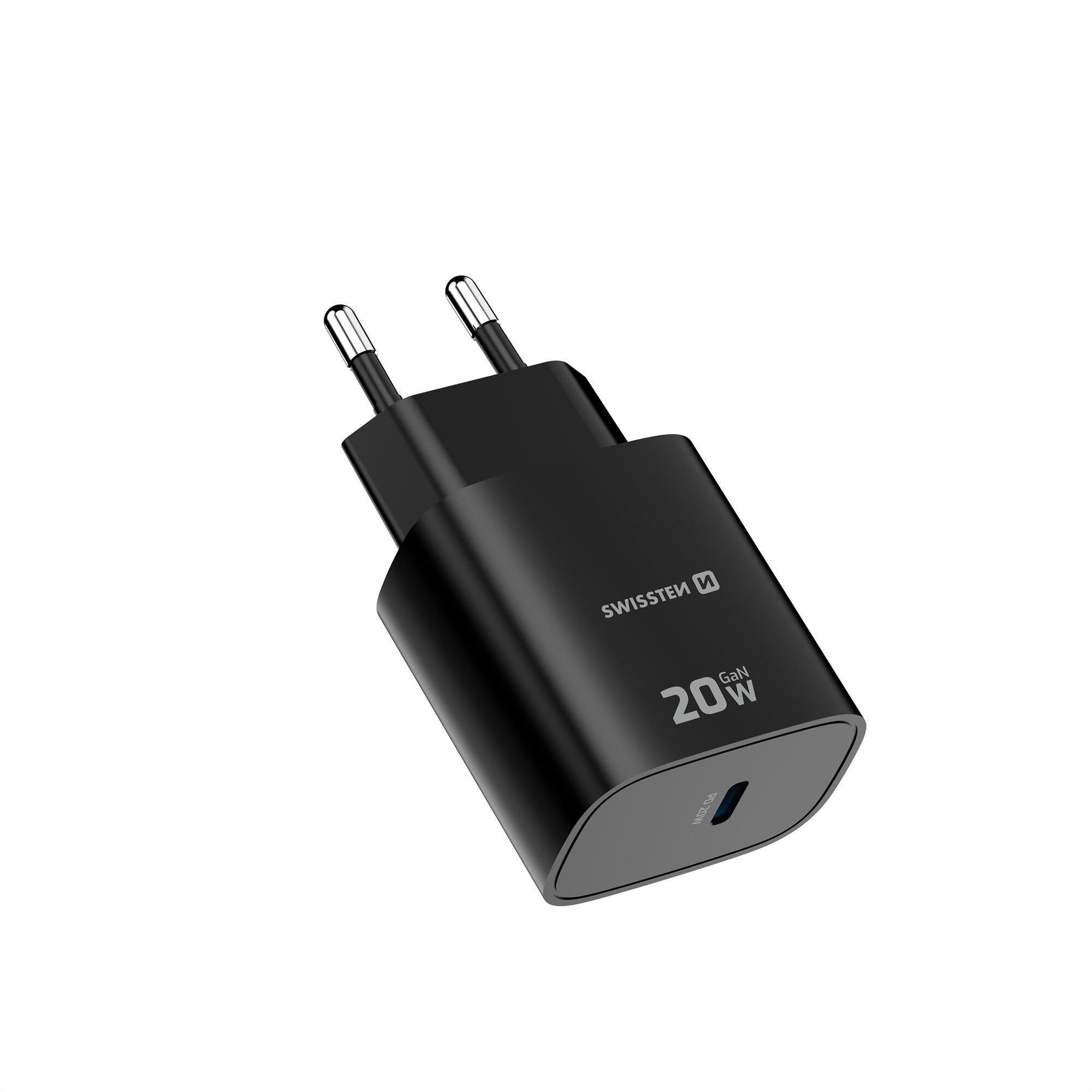 Carregador parede SWISSTEN GaN Edge Charger 20W 1x USB-C preto 2/7