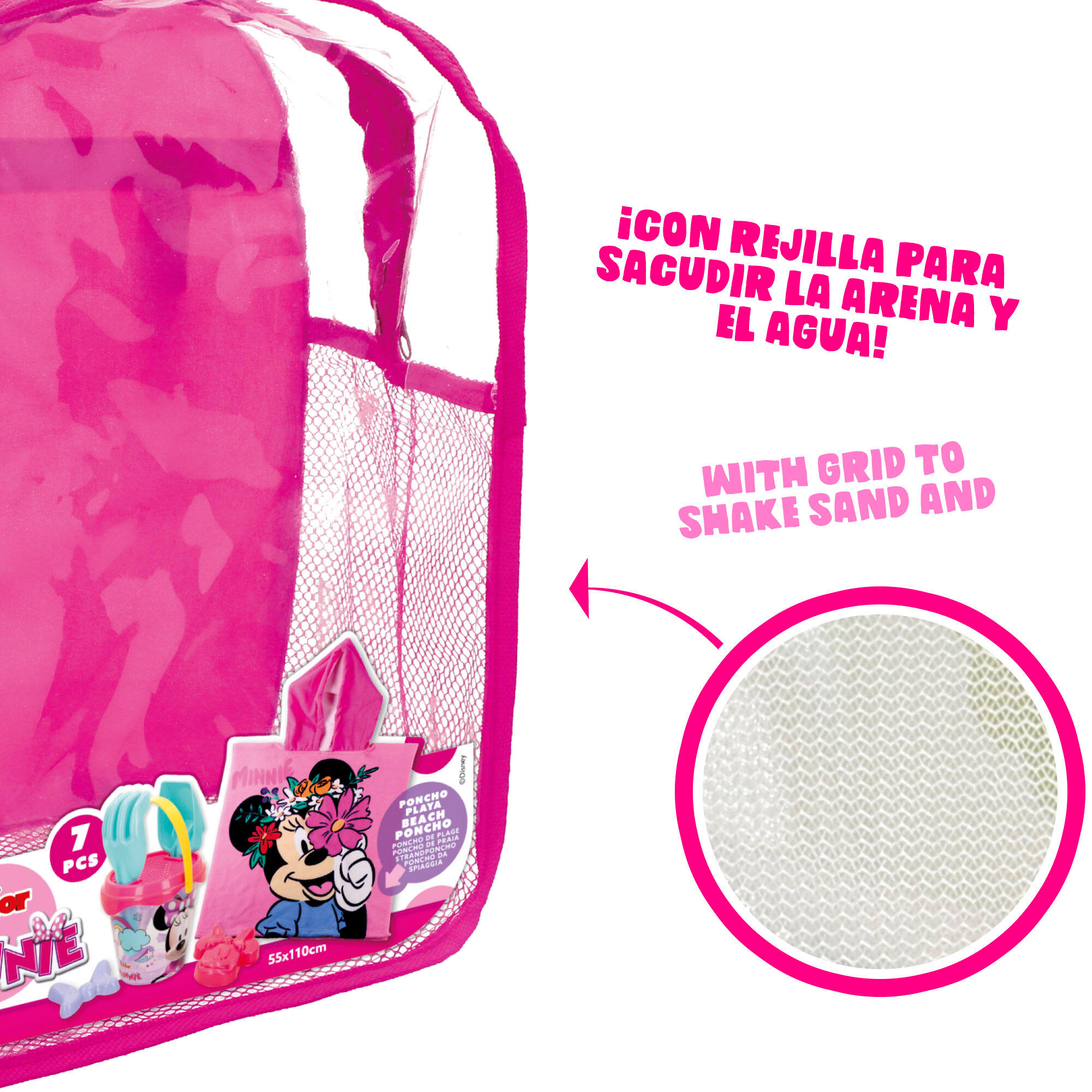 Minnie Set cubo playa con accesorios mochila y poncho 5/7