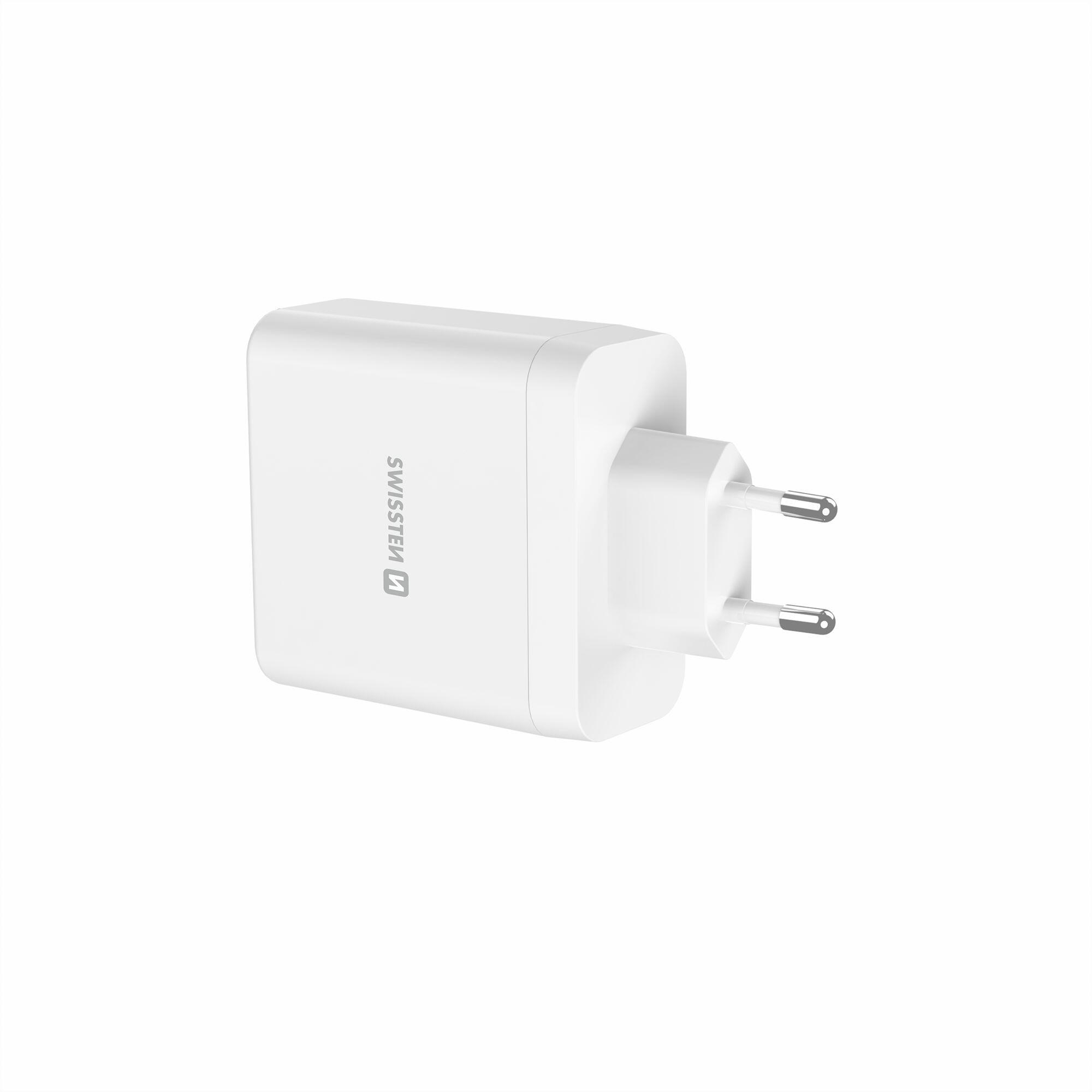 SWISSTEN Travel Charger GaN 100W, 3x USB-C, 1x USB-A, branco 4/7