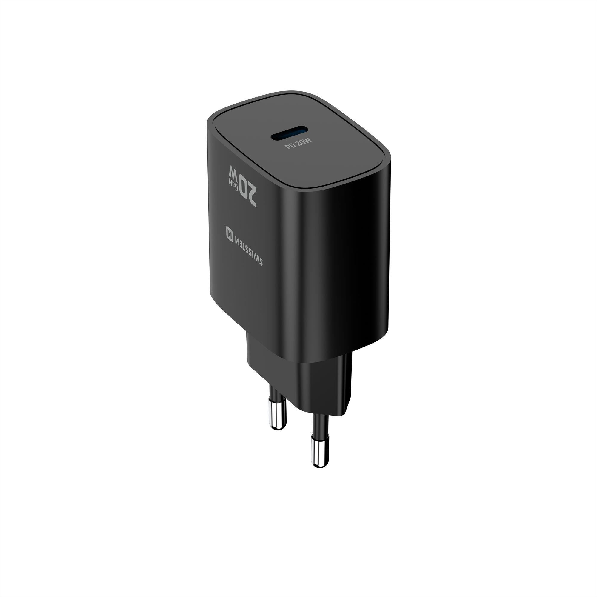 Carregador parede SWISSTEN GaN Edge Charger 20W 1x USB-C preto 4/7