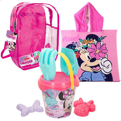Minnie set secchiello da spiaggia con accessori zaino e poncho