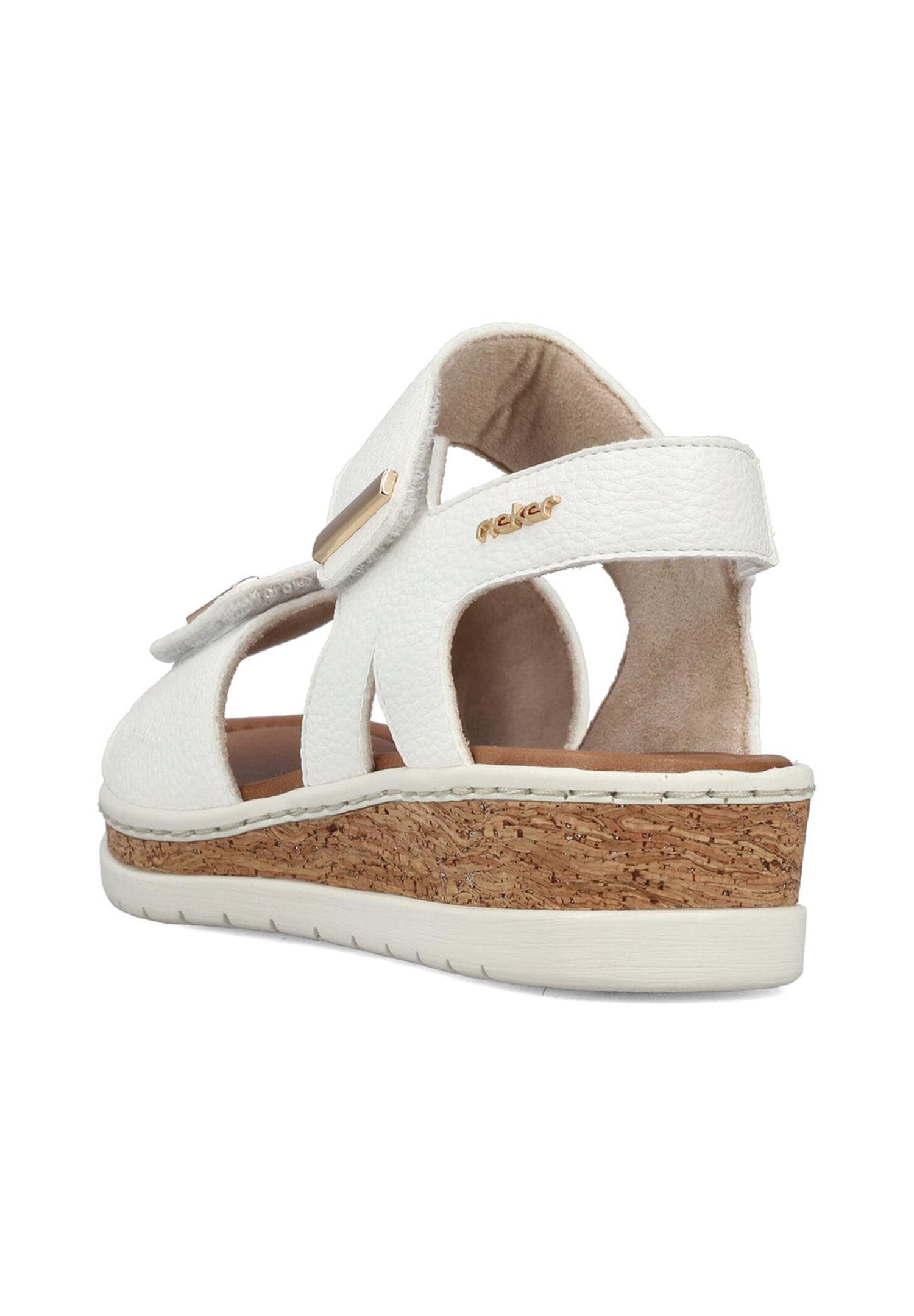 Rieker Damen Riemchensandalen V4181-80 Frauen Sandale Keilabsatz Weiß 3/5