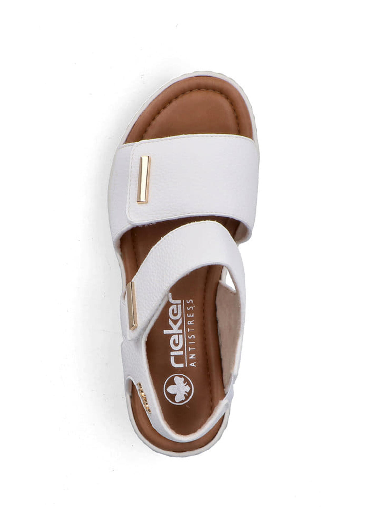 Rieker Damen Riemchensandalen V4181-80 Frauen Sandale Keilabsatz Weiß 4/5