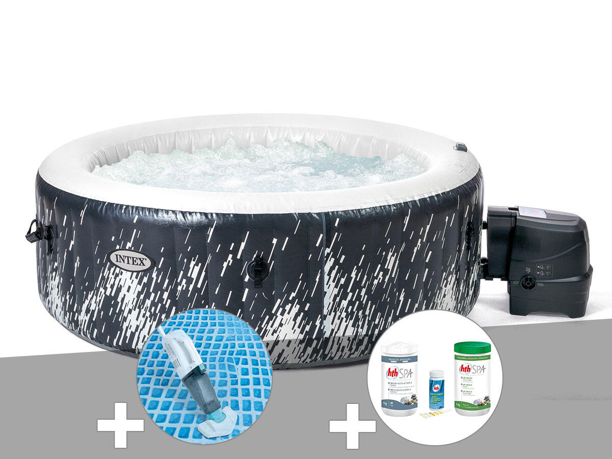 Kit spa gonflable  PureSpa Galaxie rond Bulles avec LED 4 places + Aspirateur + 1/1