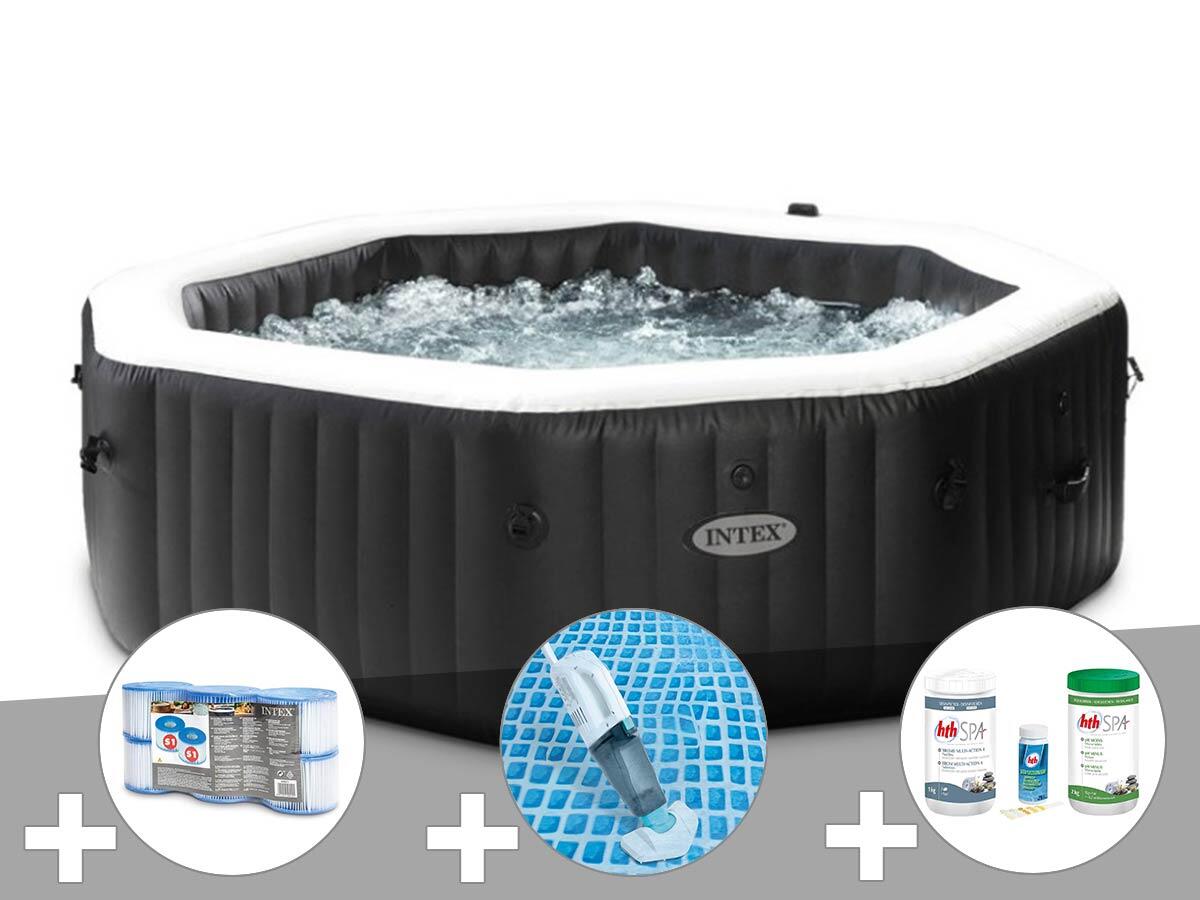 Kit spa gonflable  PureSpa Carbone octogonal Bulles et Jets 6 places + 12 1/1