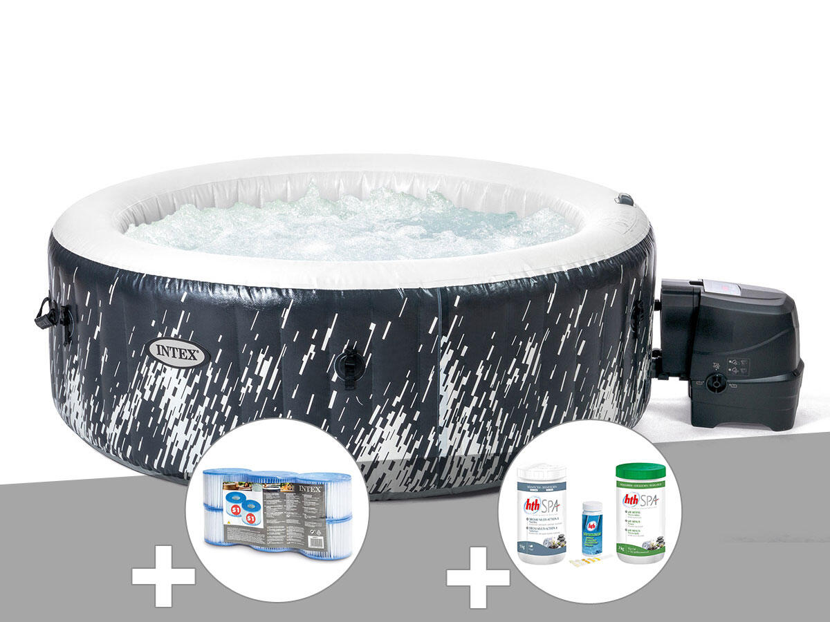 Kit spa gonflable  PureSpa Galaxie rond Bulles avec LED 4 places + 6 filtres + 1/1