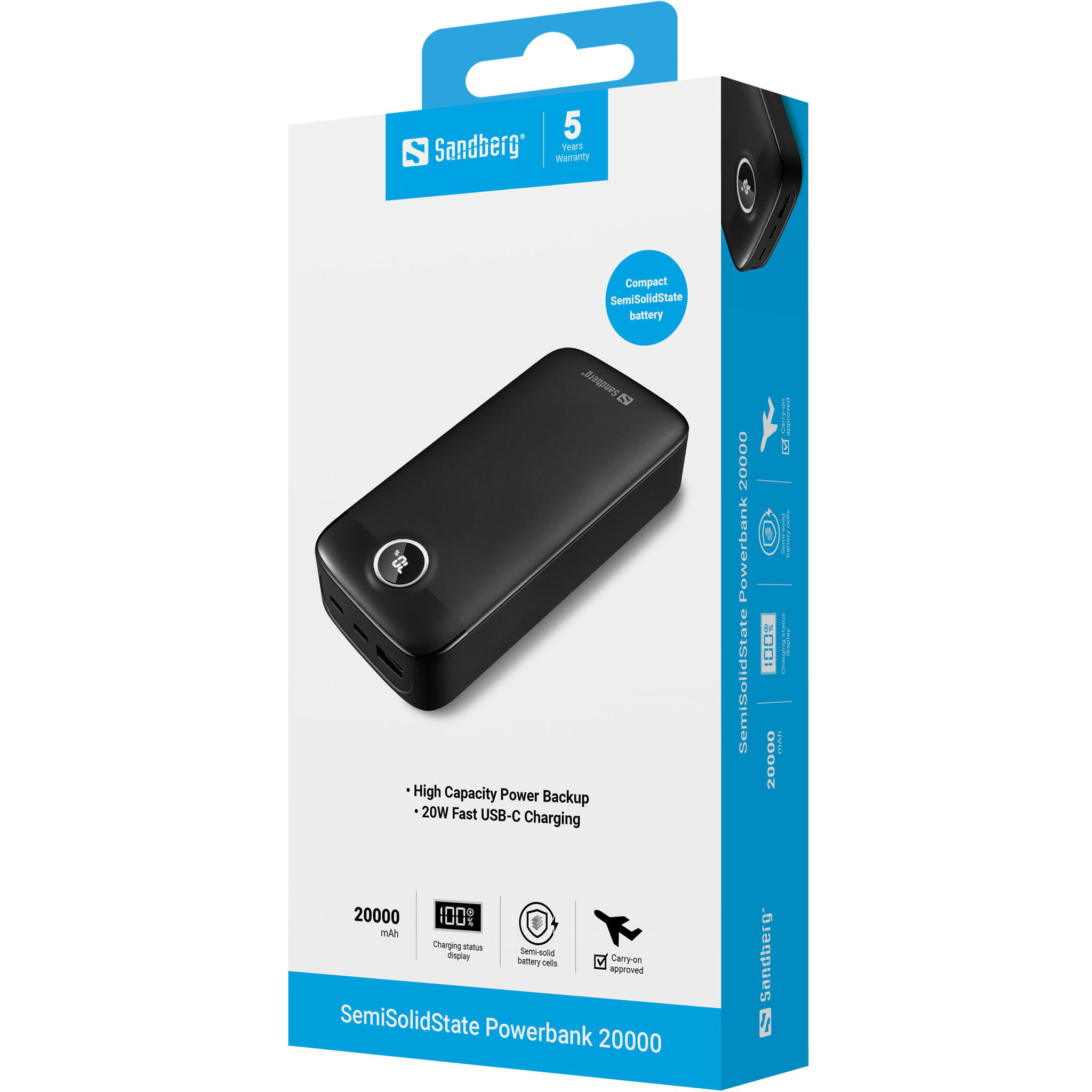 Powerbank Sandberg SemiSolidState 10000 mAh 5/5
