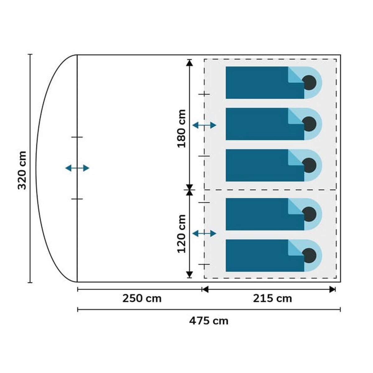 Tente tunnel Isken 5 Protect - 5 personnes - Sol cousu - Protection UV 7/7