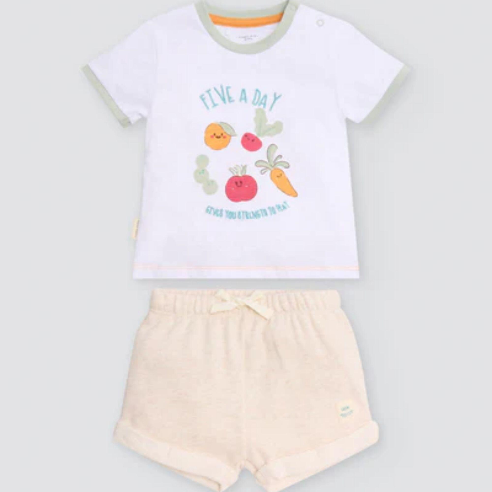 Conjunto bebé verano camiseta y pantalón corto 2/4