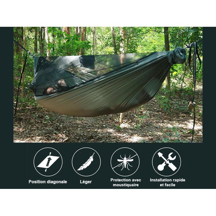 Tropical Hamac - Legergroene Parachute Hangmat met Muggennet 3/5