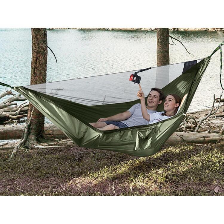Tropical Hamac - Legergroene Parachute Hangmat met Muggennet 2/5