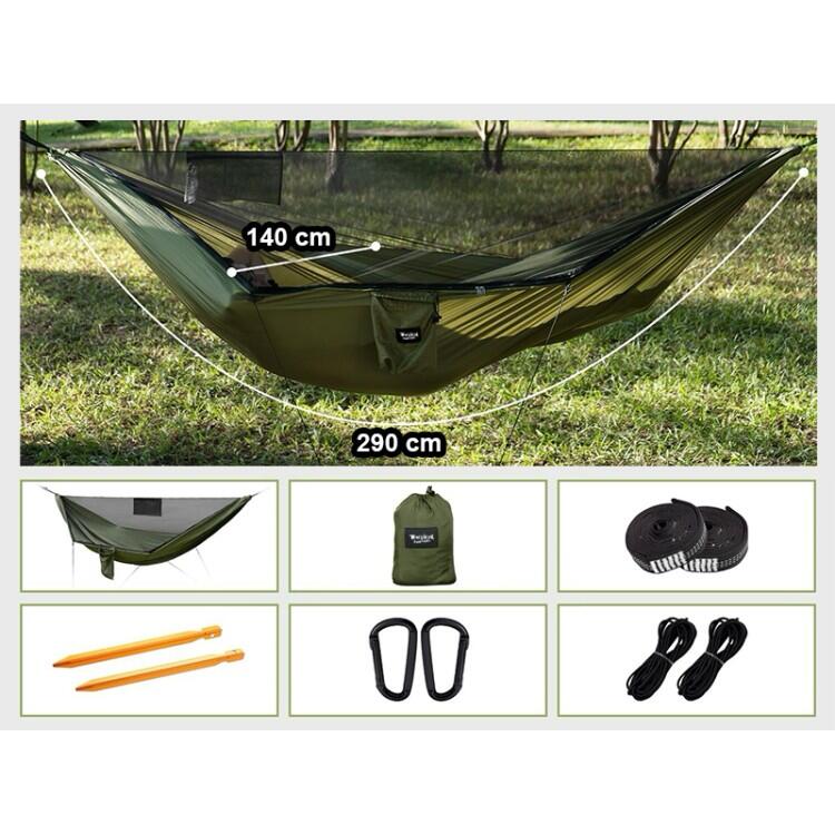 Tropical Hamac - Legergroene Parachute Hangmat met Muggennet 5/5