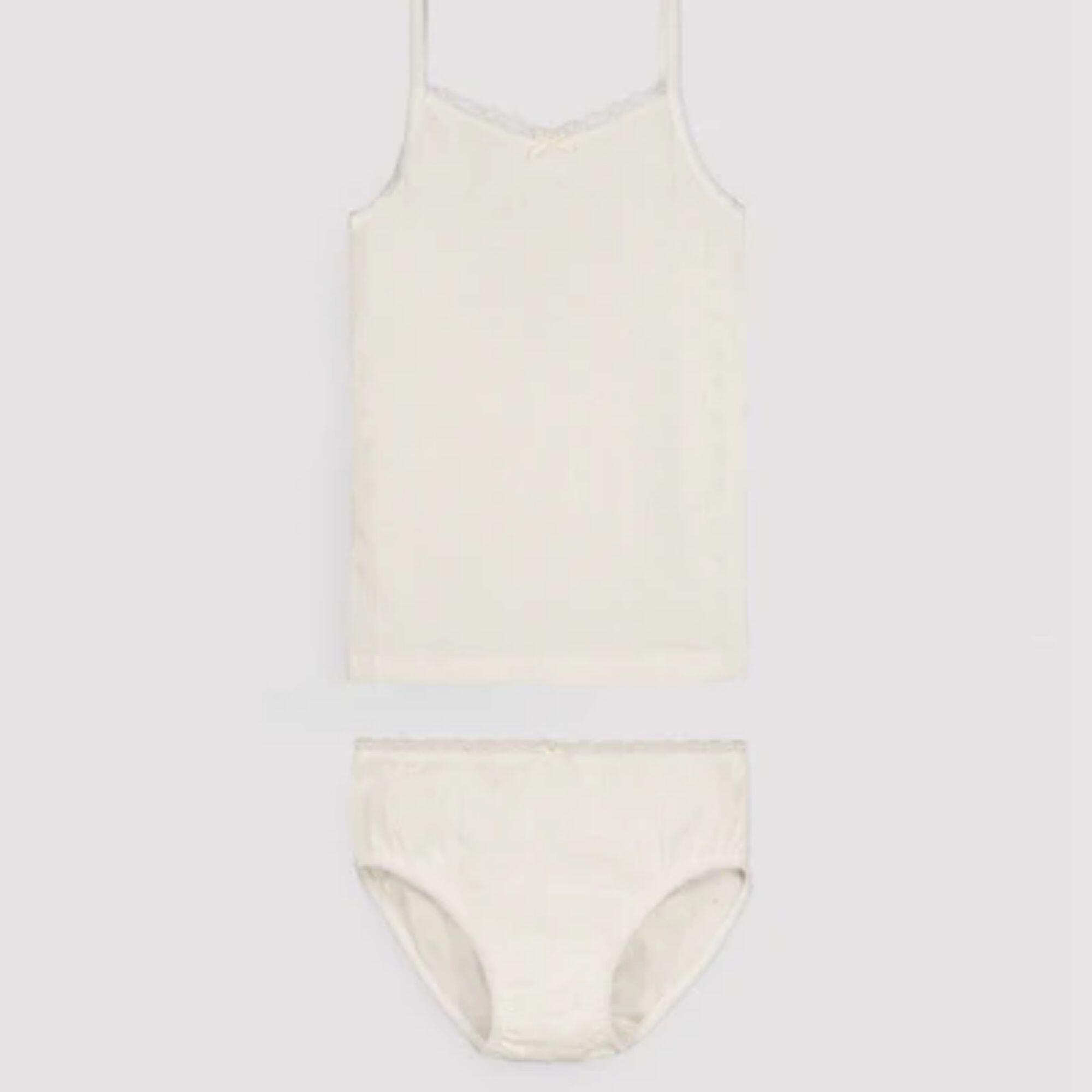 PRÉVENTE Ensemble de sous-vêtements pour enfants : t-shirt ivoire et slip 1/5