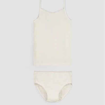 PRÉVENTE Ensemble de sous-vêtements pour enfants : t-shirt ivoire et slip