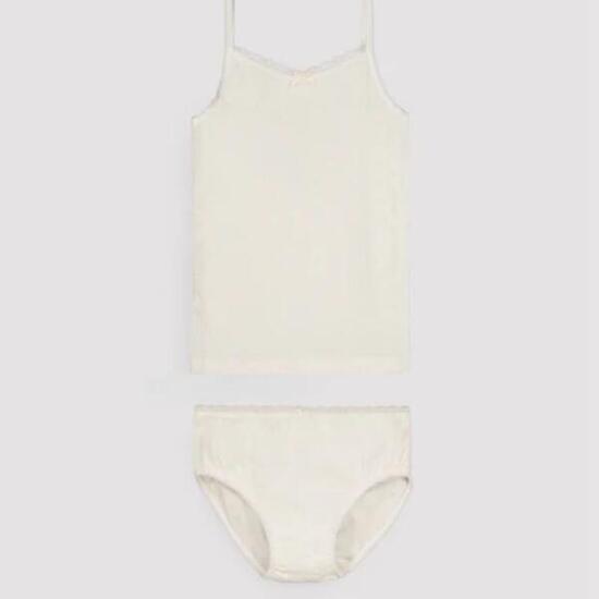 PRÉVENTE Ensemble de sous-vêtements pour enfants : t-shirt ivoire et slip