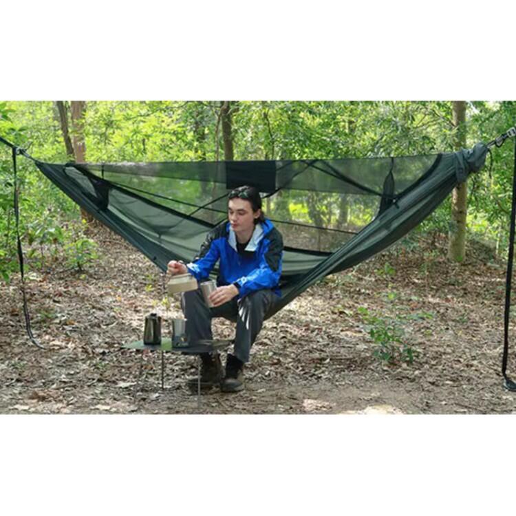 Tropical Hamac - Legergroene Parachute Hangmat met Muggennet 4/5