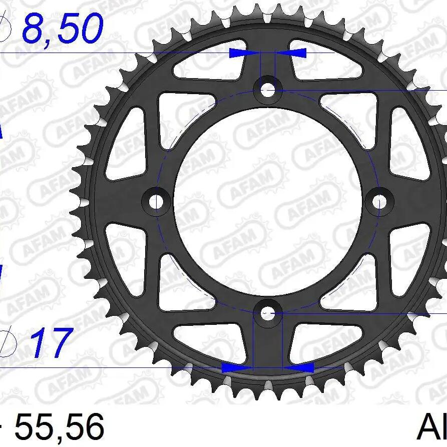 AFAM 428 Chain Wheel — 55T Aluminium, Black.