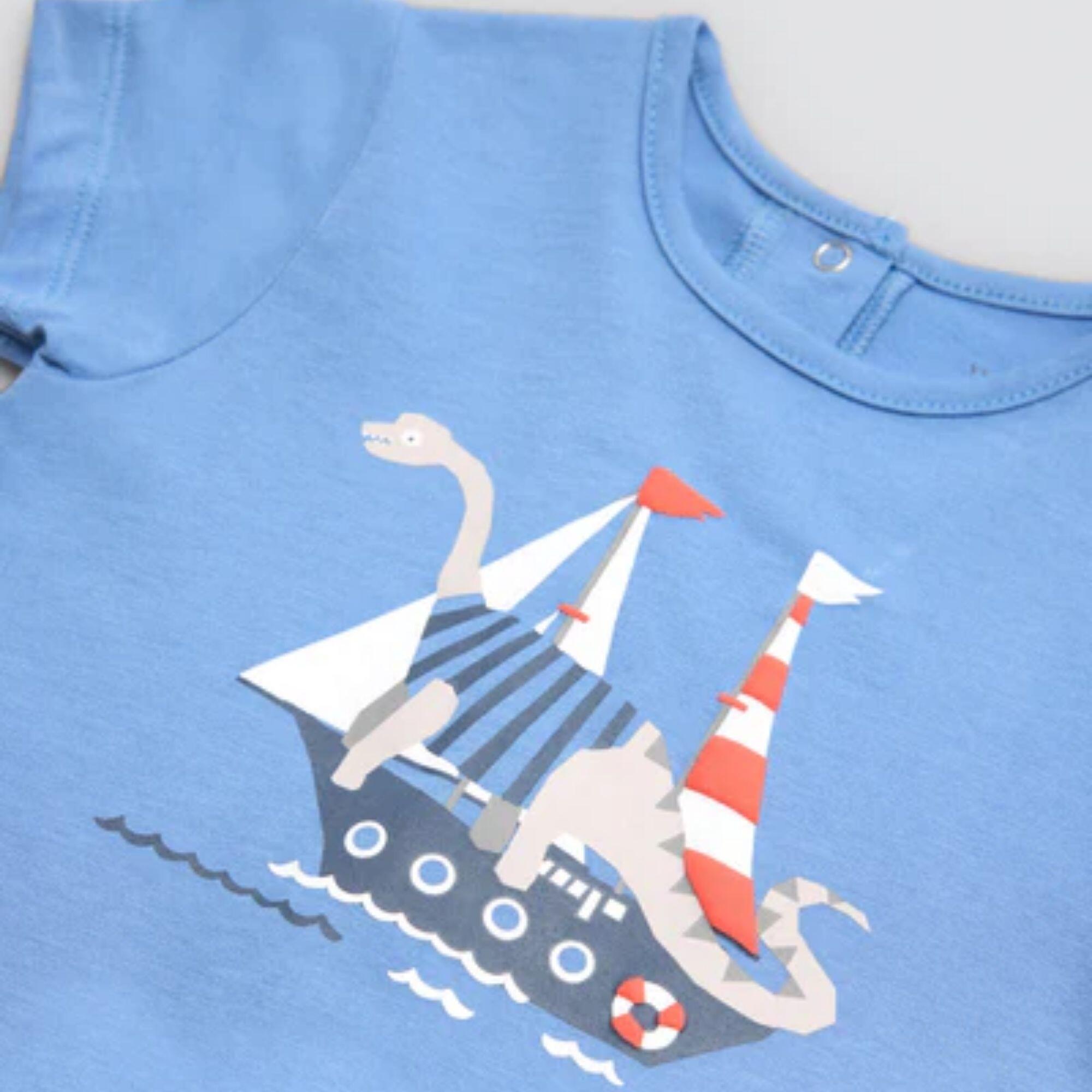 Grenouillère bébé à manches courtes et imprimé bateau 2/4
