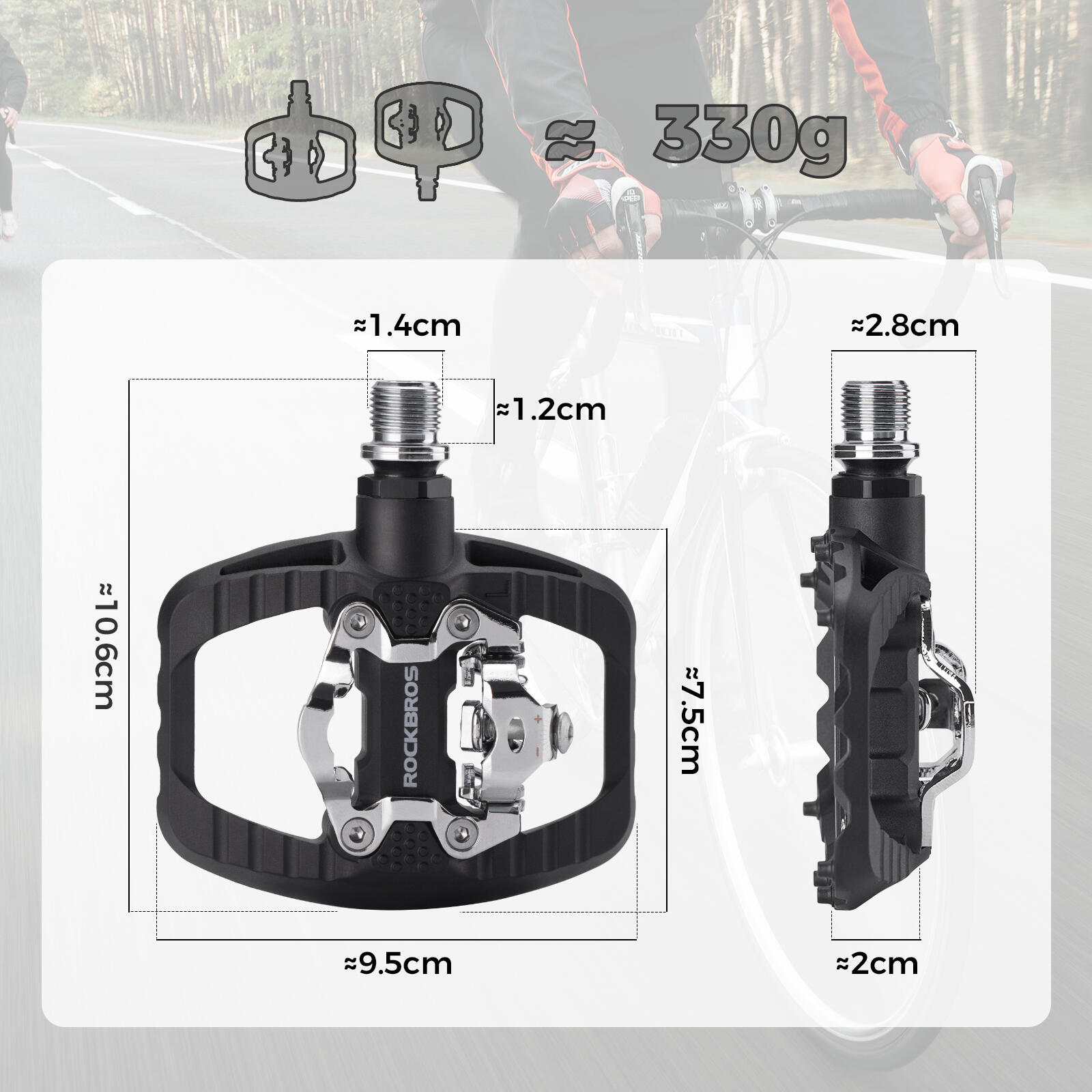 Pedały MTB 2 w 1 antypoślizgowe - ROCKBROS 370010001 3/5