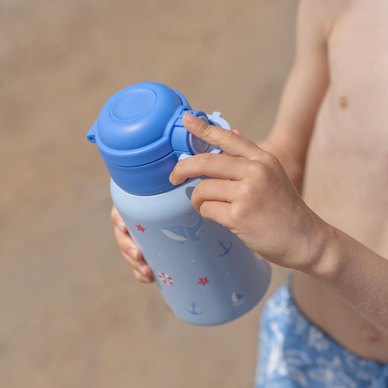 Flamingueo botella térmica infantil acero azul 6/6