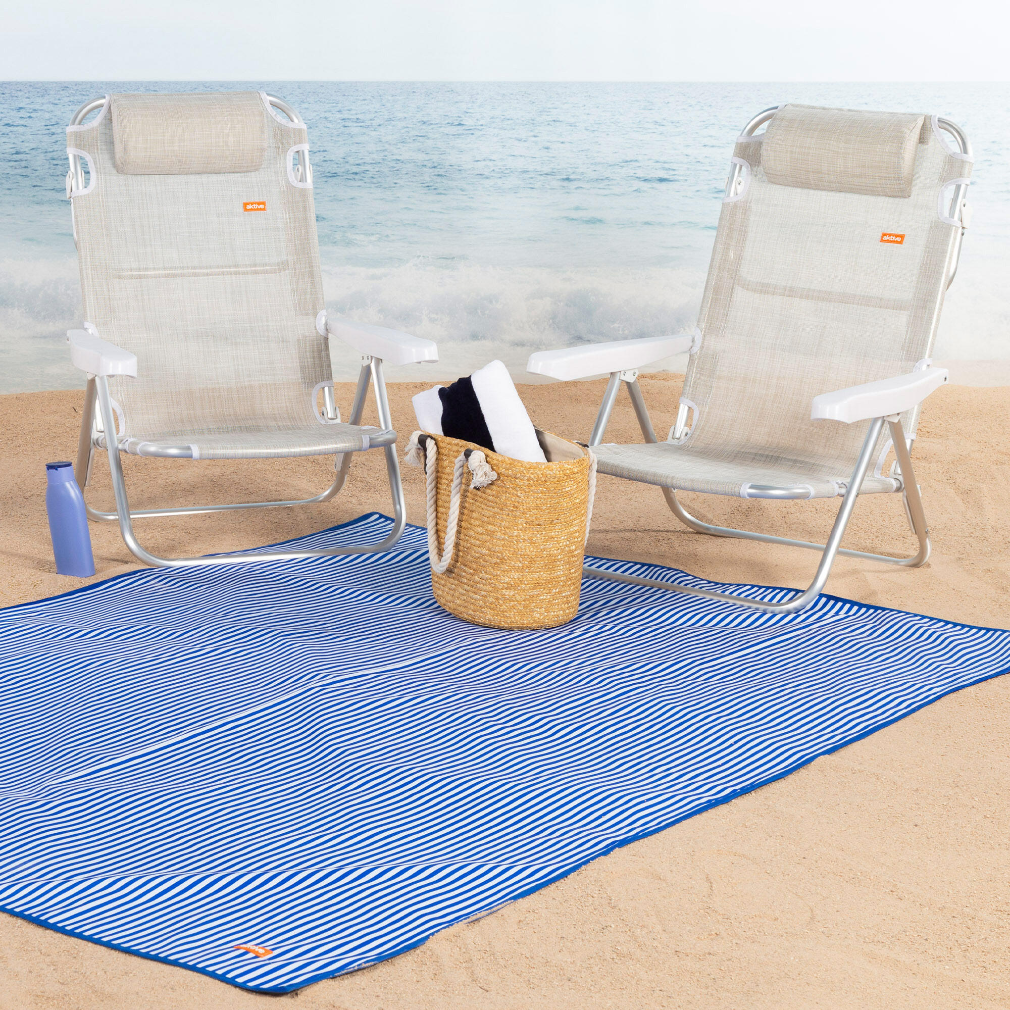 Aktive Alfombra playa 200x150 cm plegable rayas 3/7