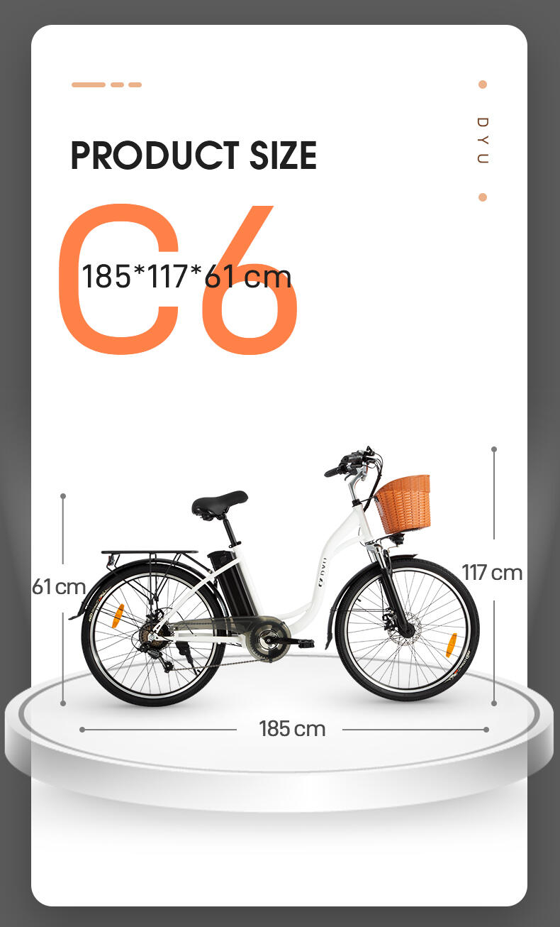 Bicicletta elettrica DYU C6 - Batteria da 36 V 12,5 Ah, pneumatici da 26 pollici 7/7