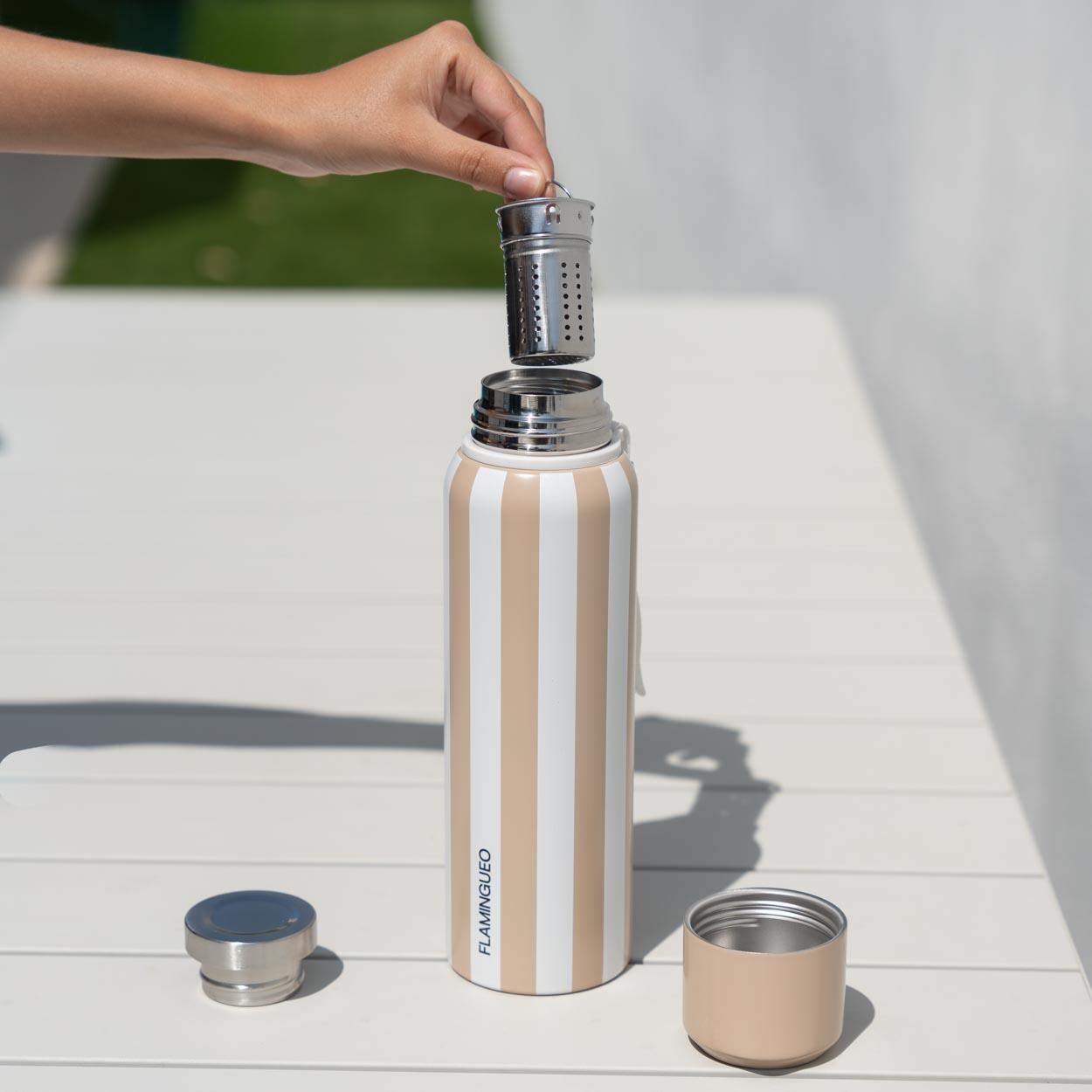 Flamingueo botella térmica infantil acero beige 3/7