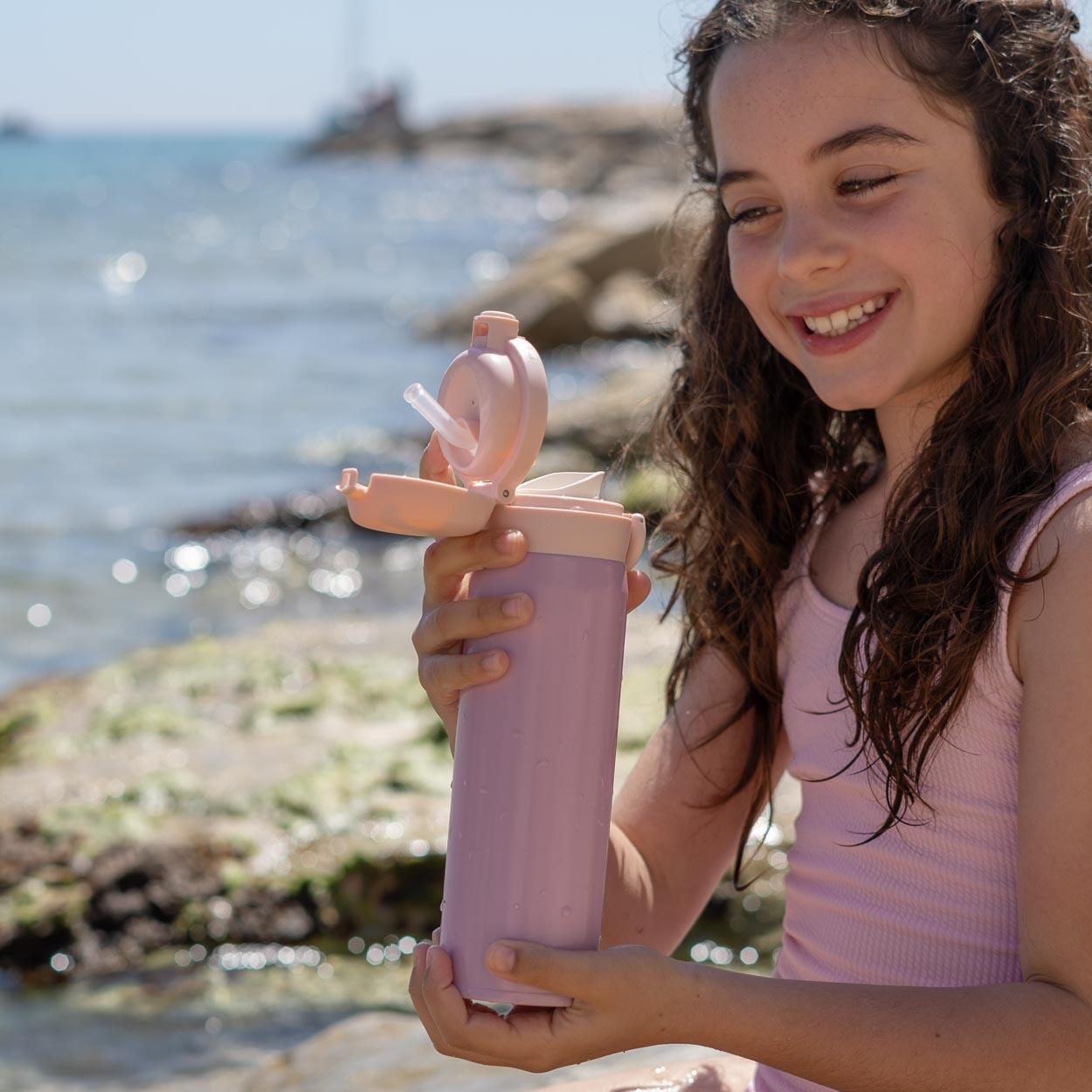 Flamingueo botella térmica infantil acero morado 5/5