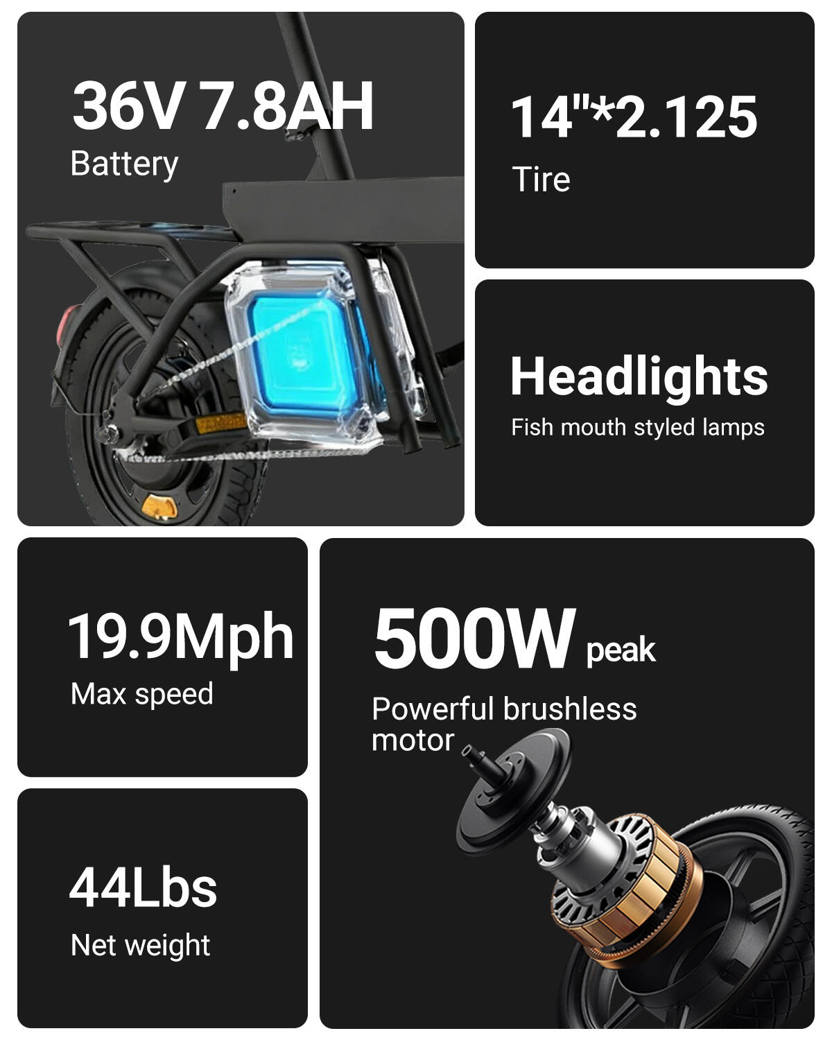 Vélo électrique miniature REGALANGEL B20, batterie 36V 7,8Ah, certifié CE. 5/7