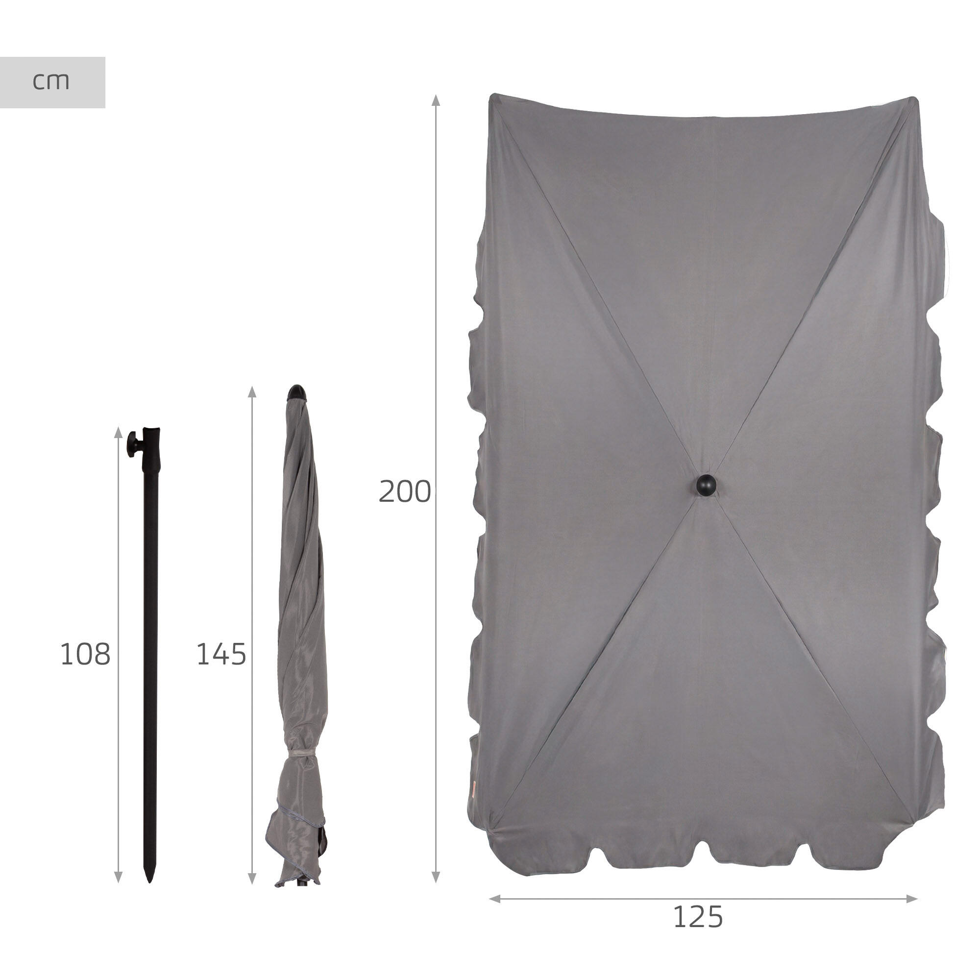 Aktive Parasol rectangular 200x125 cm con protección solar 4/7