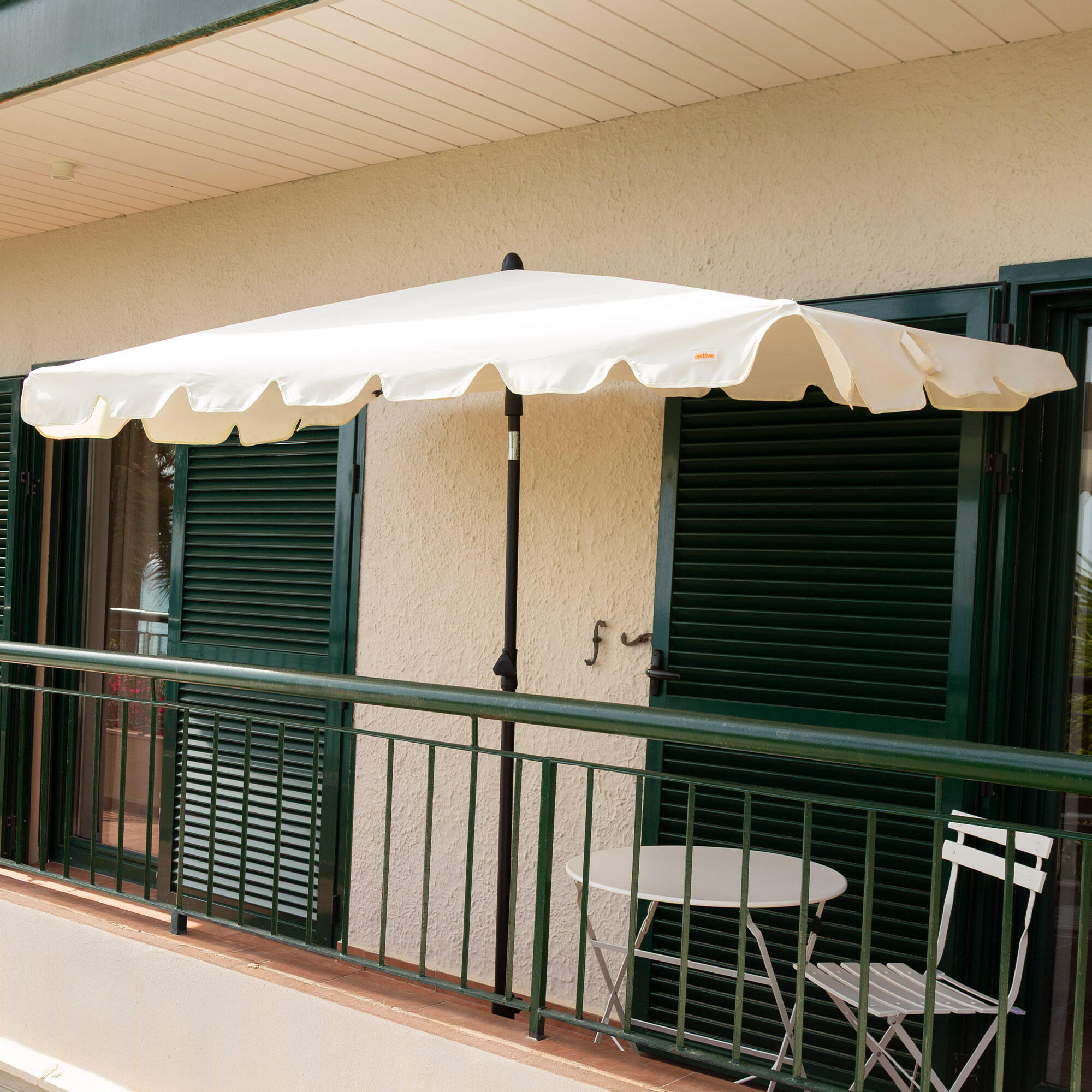 Aktive Guarda-sol retangular 200x125 cm cor creme com proteção solar 2/7