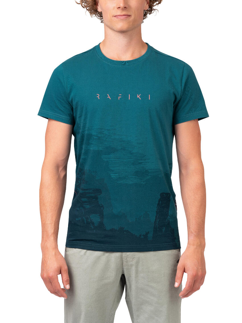Klassisches bequemes Bio-Kurzarm-T-Shirt für Herren RAFIKI blau 5/7