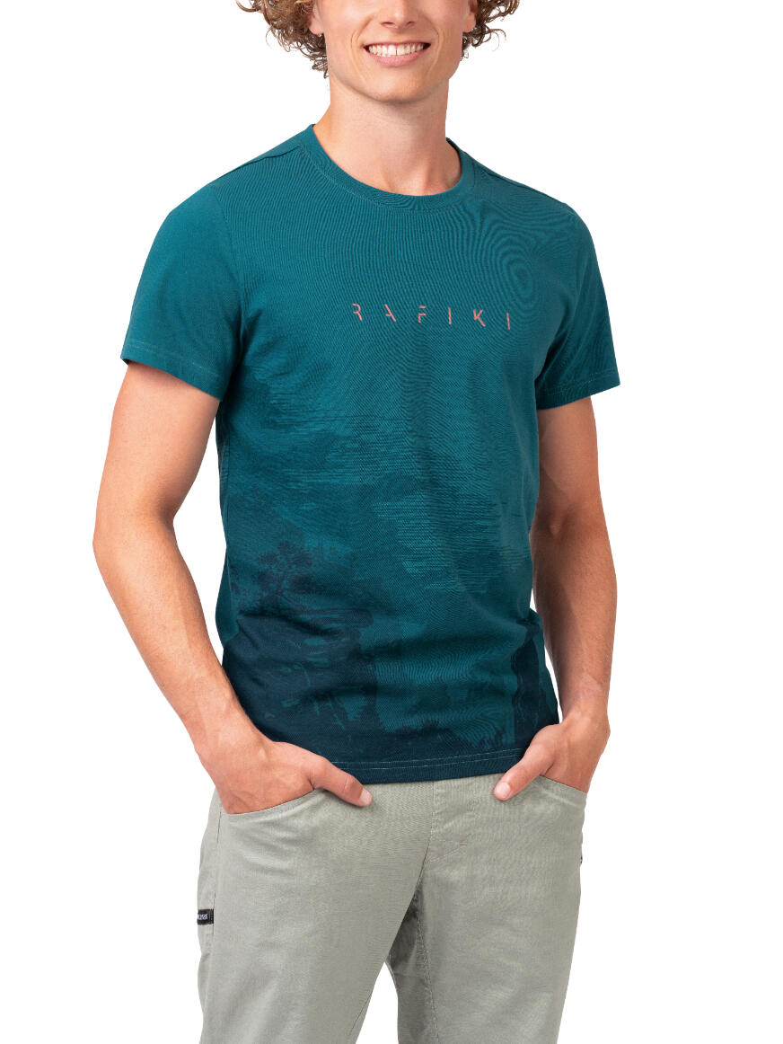 Klassisches bequemes Bio-Kurzarm-T-Shirt für Herren RAFIKI blau 4/7