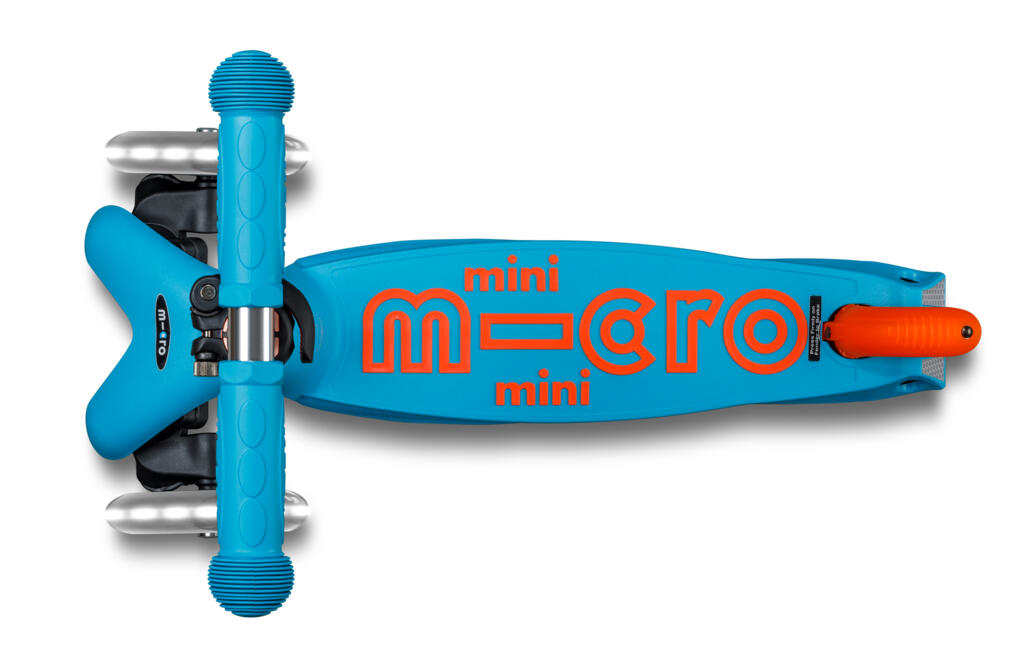 Patinete 3 Ruedas Micro Mini Deluxe Plegable NEON LED Azul-Naranja 3/7