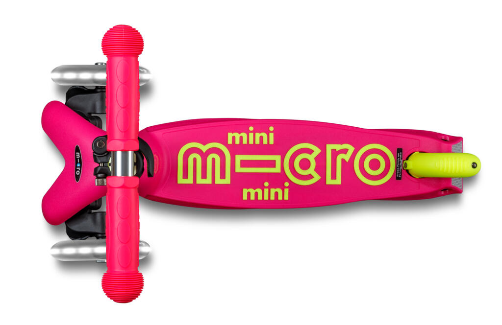 Patinete 3 Ruedas Micro Mini Deluxe Plegable NEON LED Amarillo-Rosa 3/7